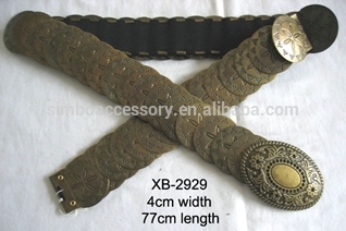 vintage brass stretch metal belt with five-petaled flowers and buckle, elastic metal belt,women metal belt,garment accessories
