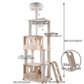 Floor Ceiling Cat Tree Tower Wooden Scratching Post Indoor Cat Climbing Frame Adjustable Height Simple Premium Quality
