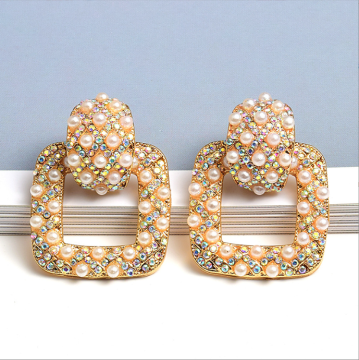 Brave Light Nouvel arrivée carrée métallique perles colorées boucles d'oreilles - bijoux de mode de haute qualité en gros