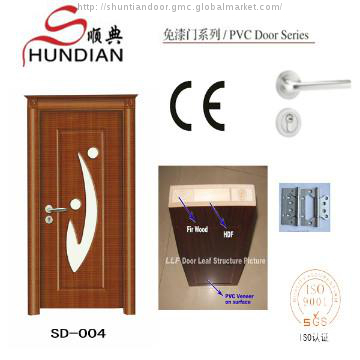 Quality PVC Wood Door with glass