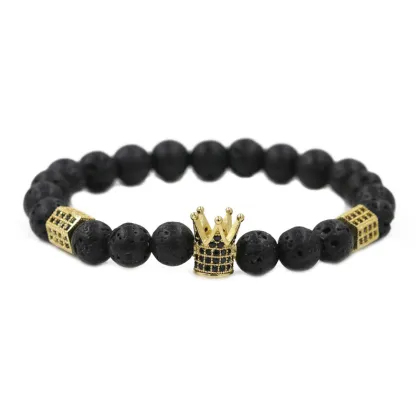 Imperial Charm Men's Custom Gemstone Bead Bracelet
