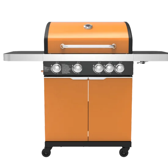 Hot Sale Dual Fuel Barbecue Grill with Side Burner, Gas & Charcoal Smoker with Trolley