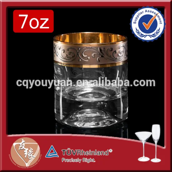 Custom design 7oz round thick bottom transparent clear handblown creative whiskey glass tumbler
