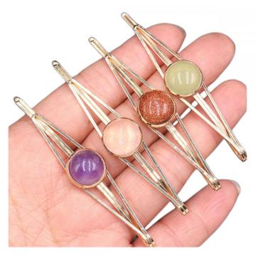 Natural Stone Clip Shiny Hair Clip Hair Accessories Girls Hairpins Crystals Natural Stone Hair Clips Woman Headwear Jewelry