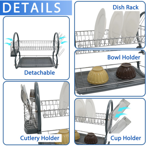 2 Tier Dish Drying Rack Chrome plated two tier dish rack Factory