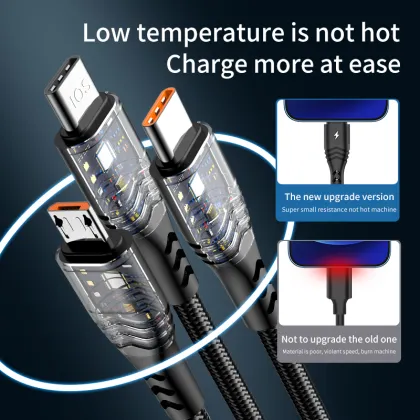 AC 100W 6-in-1 Braided Fast Charging Cable for HUAWEI Super Charge