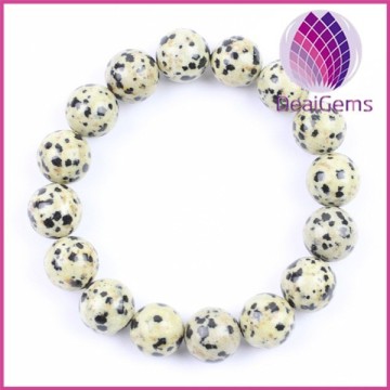 Wholesale dalmatian jasper round beads stretch bracelet