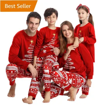 Hot Sale Cotton Family Matching Christmas Tree Printed Xmas Pajamas S-4XL