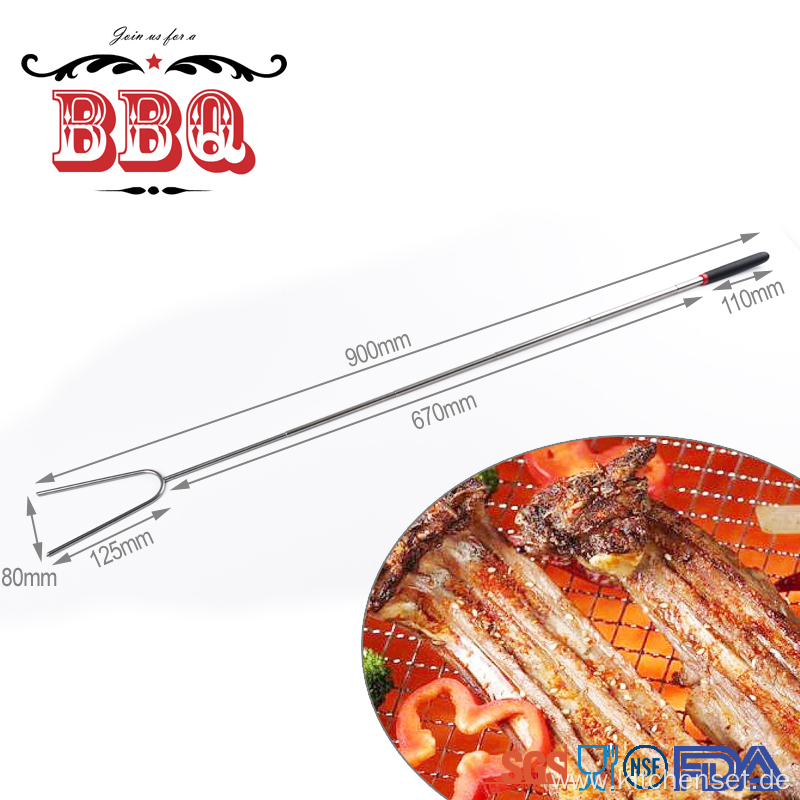 Extendable bbq skewer telescopic bbq fork