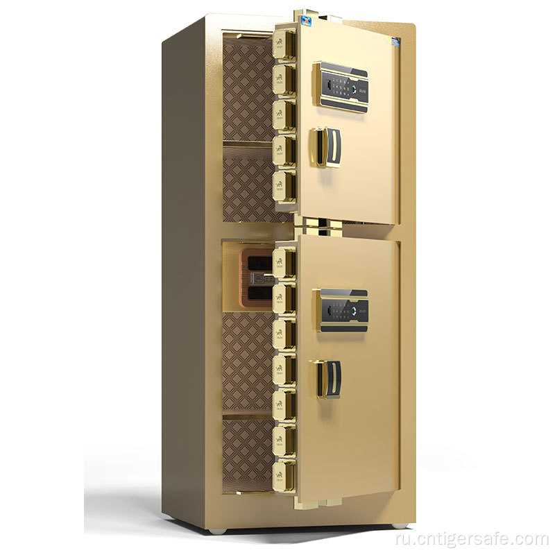 Tiger Safes 2-дверные золотые 150 см высотой замок отпечатков пальцев