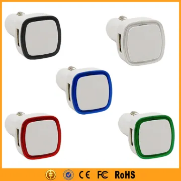 Promotional Universal 5V 2.4A Dual USB Carcharger with LED Ring