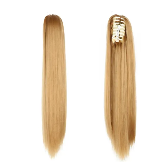 Hot Selling Cheap Price 24 Inch Silky Long Straight Ponytail Hairpiece For Women Synthetic Claw-Clip Ponytail Hair Extensions