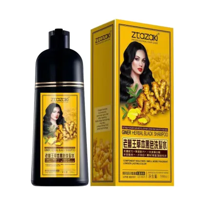Fast Black Hair Dye Shampoo with Natural Herbal Formula for White to Black Hair, 500ml Family Pack