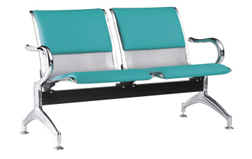 2 Seater Silver Grey Metal with Green Hlaf PU Cushion Waco Public Seat C202f