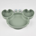 Placă de aspirație pentru bebeluși din silicon cu 3 compartimente în formă de crab