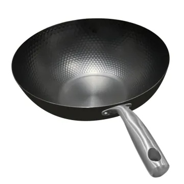 Flat Bottom Carbon Steel Wok Pan - Non-stick Chinese Cookware for Kitchen