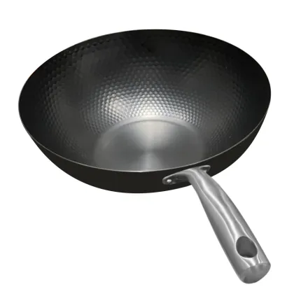Flat Bottom Carbon Steel Wok Pan - Non-stick Chinese Cookware for Kitchen