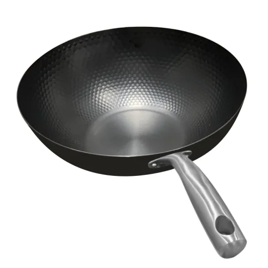 Flat Bottom Carbon Steel Wok Pan - Non-stick Chinese Cookware for Kitchen