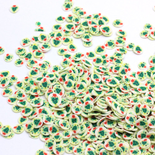 Wholesale 5MM Polymer Slice Polymer Caly Round Slice Shape Sprinkles With Miniature Christmas Tree For Slime And Nail Art