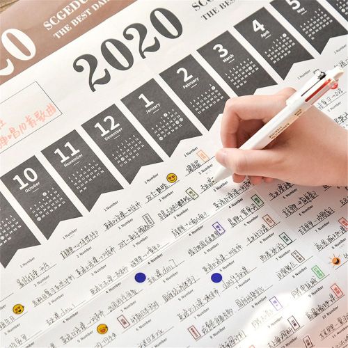 1PC 2020 Year Wall Calendar with Sticker Dots 365 Days Learning Schedule Periodic Planner Year Memo Agenda Organizer Office