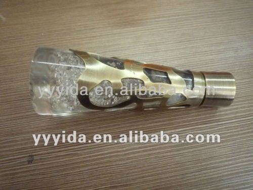 Metal with crystal curtain rod finials, curtain rod end