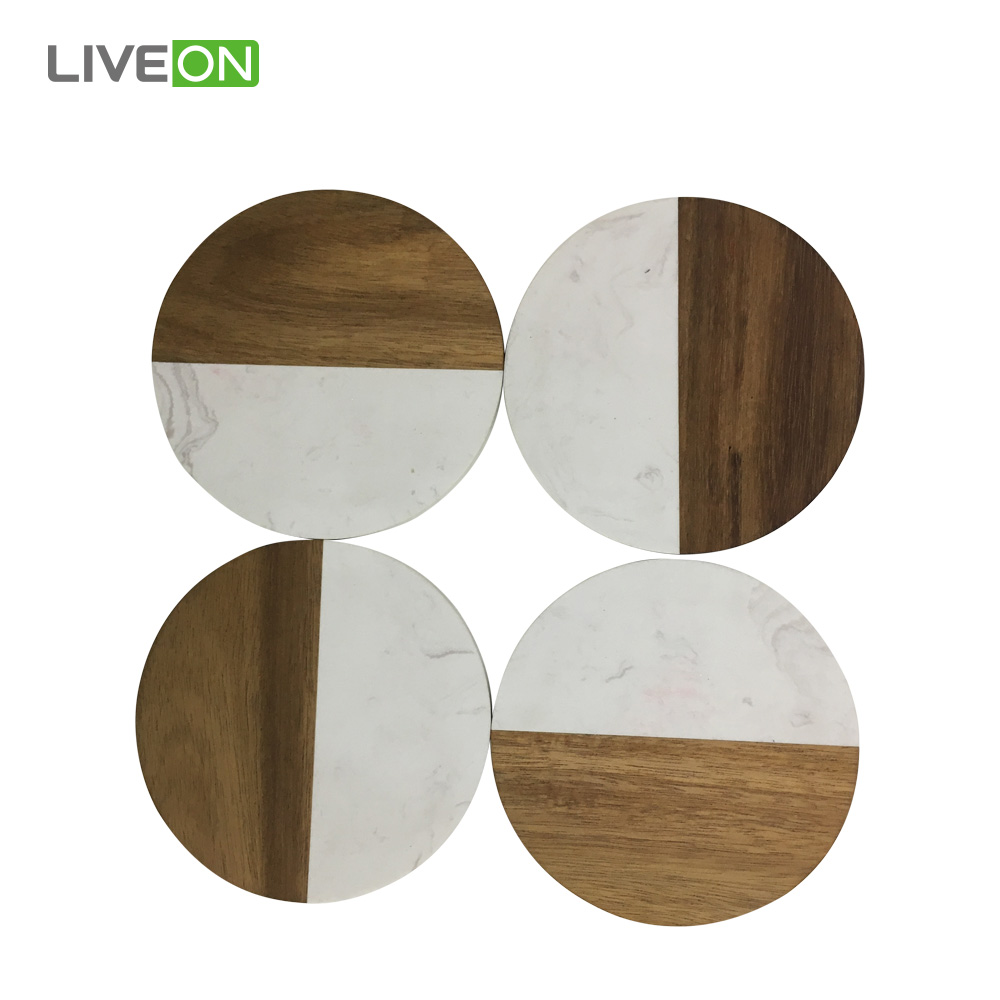 Marble Acacia Wood coaster Set