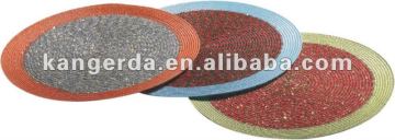 round woven placemat/ pp + lurex placemat/colorful plastic tablemat