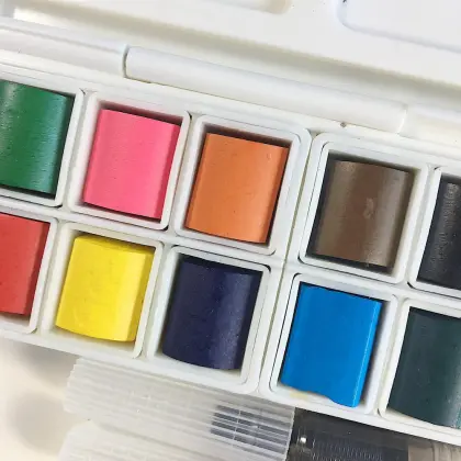 Manufactory wholesale solid watercolor paint set with brush pen