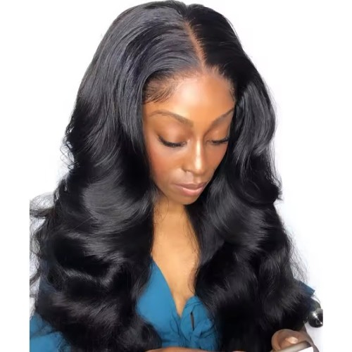 High Quality Long Body Wave Human Front Lace Black Women Curly Synthetic Hair Wig