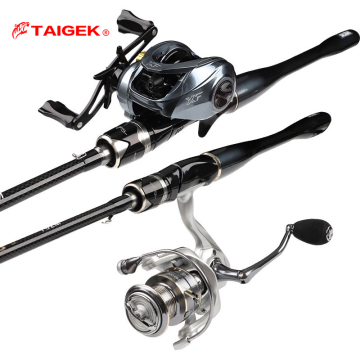 Taigek Carbon Medium Power Caper Facered Pissing Rod &amp; Reel Combo Set (6 pieds / 7ft / 8ft)
