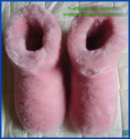 pink sheepskin fluffy winter boots for women
