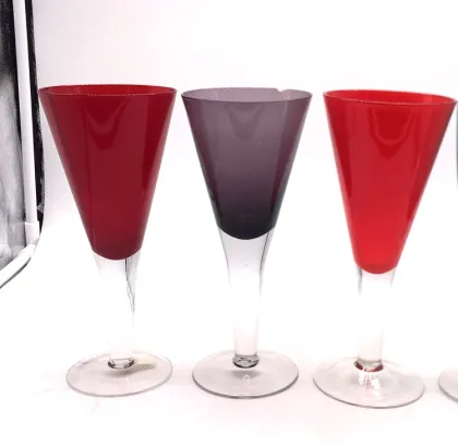 Colorful mouth blown martini glass wine glass
