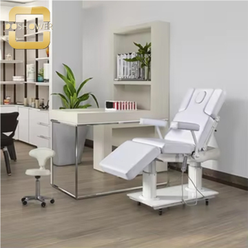 White Luxury Electric Facial Treatment Table for Skincare Salon Furniture