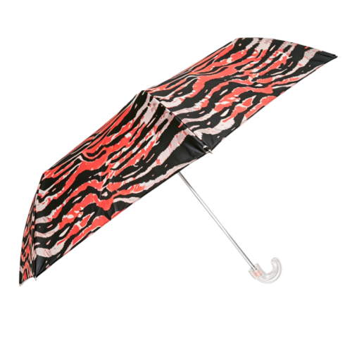 Paraguas plegable con mango de gancho y estampado de cebra