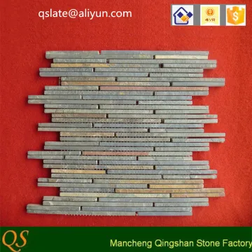 natural slate stone rust color strip shaped mosaic tiles