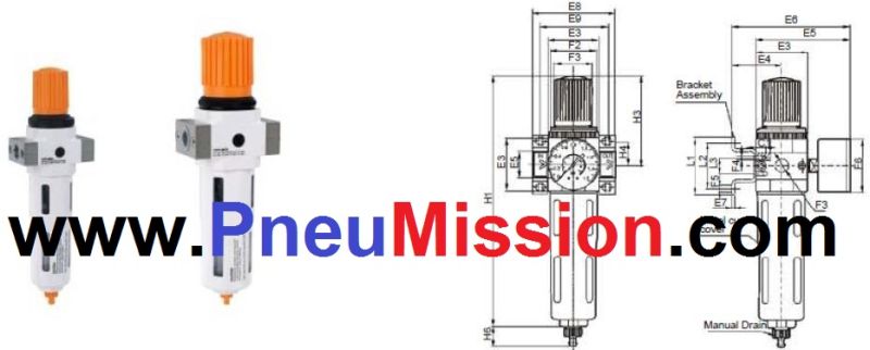 Pneumatic Frl Air Treatment Units Air Filter Regulators