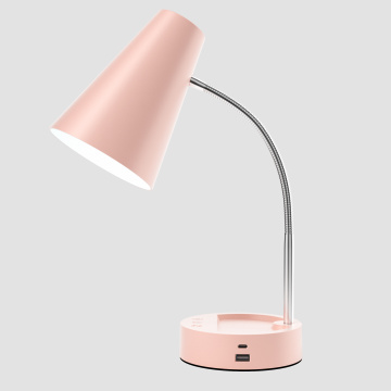Plastic lampshade hose LED desk lamp with USB