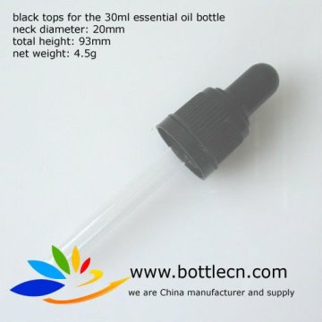 30ml 20mm black polypropylene tops bulb glass droppers