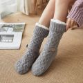 Mens Knitted Thick Fuzzy Slipper Socks