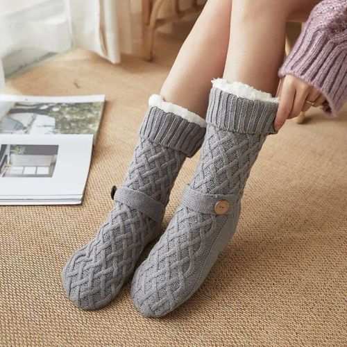 Mens Slipper Socks With Grippers Mens Knitted Thick Fuzzy Slipper Socks Supplier