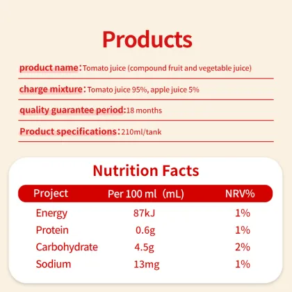 100% Tomato Juice Concentrate - Rich in Lycopene, 210ml x 12 Cans