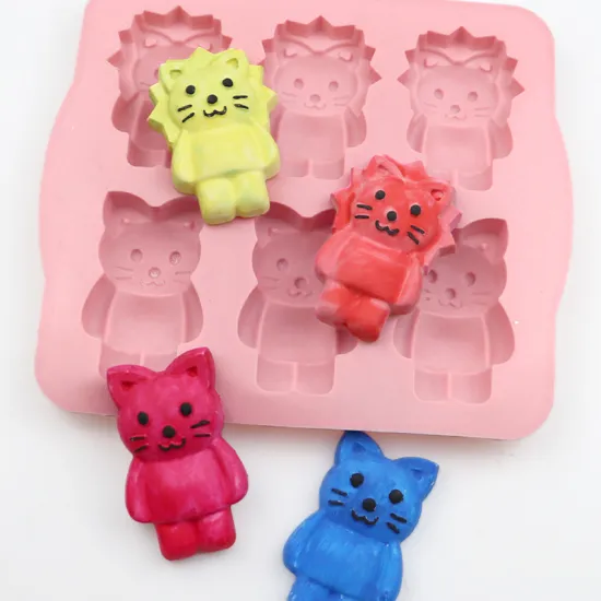 752 6 Hole Cat and Lion Shape Silicone Cake Mold: DIY Candle, Soap, and Resin Moulding Tool for Creative Baking and Crafting