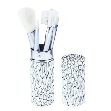 5 PCs Make -up -Bürstenset mit Aluminiumgehäuse