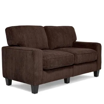 Modern Upholstered Sofa Loveseat in Brown: 61\" with Straight Arms and Soft Fabric Uphstery for Living Room