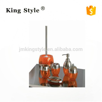 Hotel Stainless Steel & Plastic Bathroom Ware Set (6pcs/Set)- Liquid bottle/Toothbrush holder/Cotton swabs tank etc.