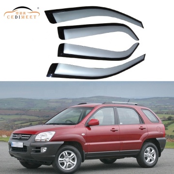 Visor mặt trời cửa sổ màu đen và tấm che máng mưa cho Kia Sportage 2004-2015
