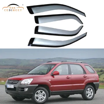 Black Window Sun Visor & Rain Gutter Visor for Kia Sportage 2004-2015