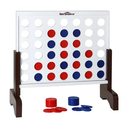 Wooden Chess and Connect 4 Hybrid Board Game