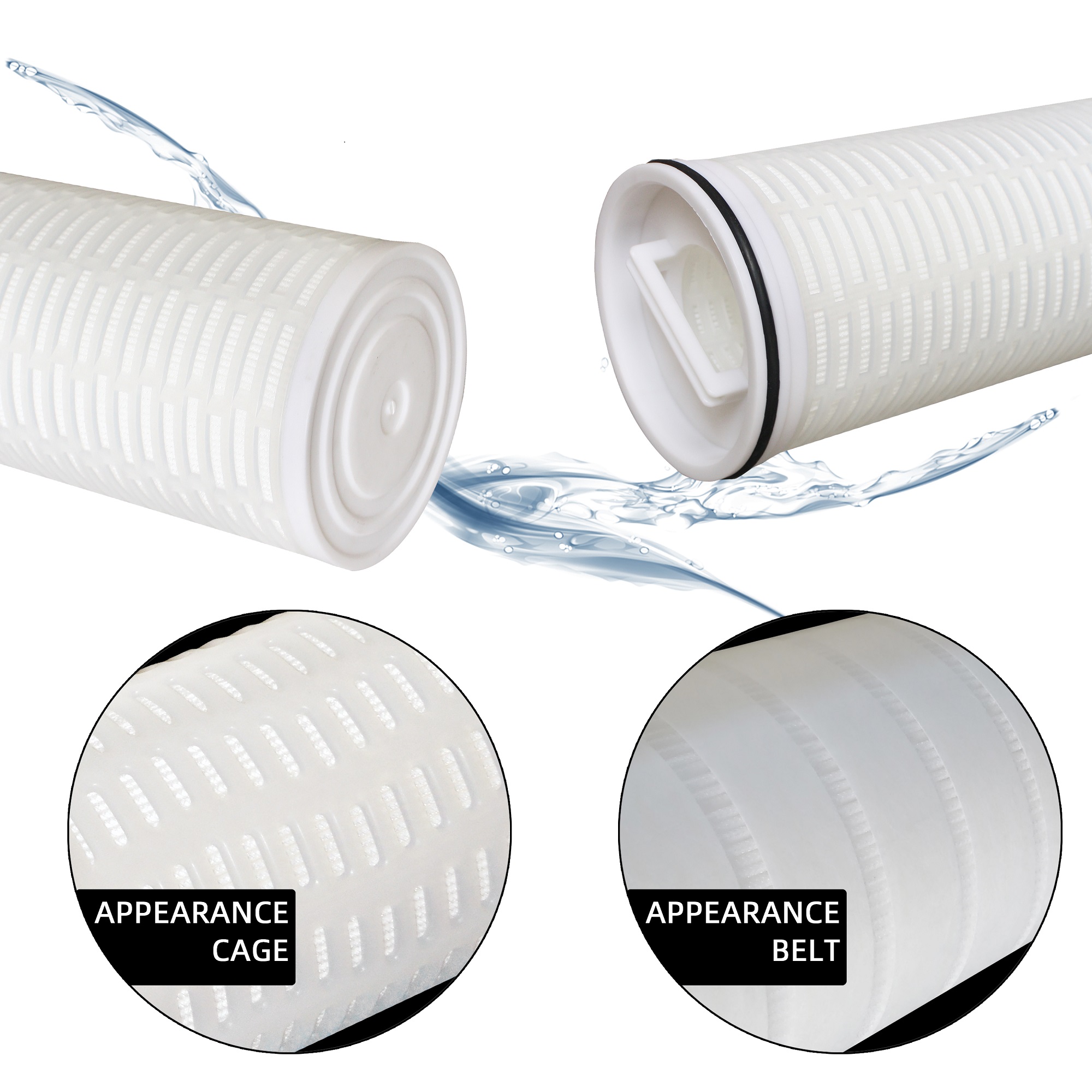High flow ratepleated filter cartridge shell details