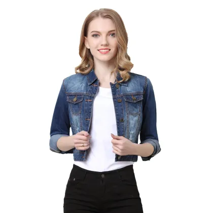 New Flower Embroidery Skinny Women Denim Jacket